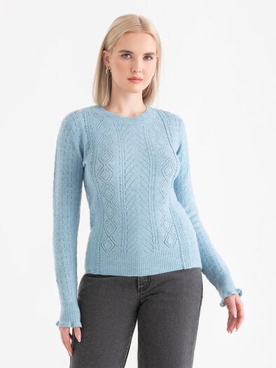 Pointelle Sweater, Kentucky Blue Pointelle Sweater, Kentucky Blue