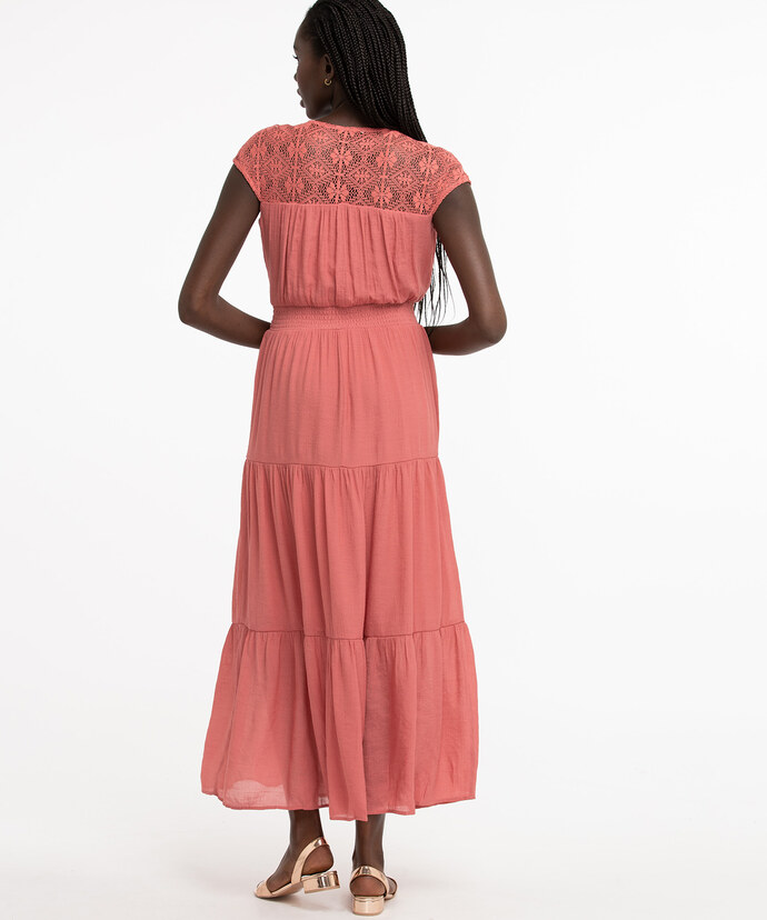 Lace Yoke V-Neck Dress Image 5