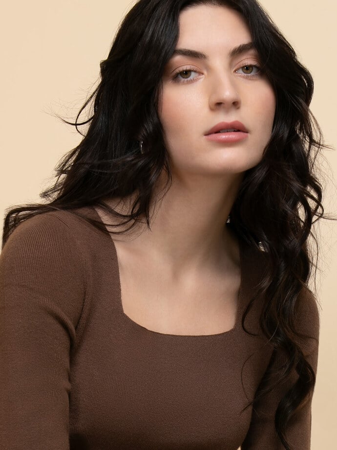 Square Neck Ribbed Sweater Image 3