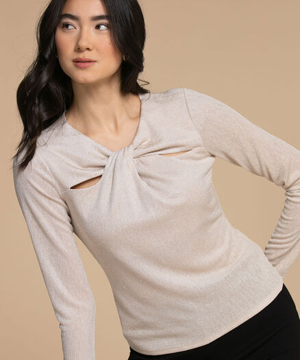 Long Sleeve Cutout Top, Blush Long Sleeve Cutout Top, Blush