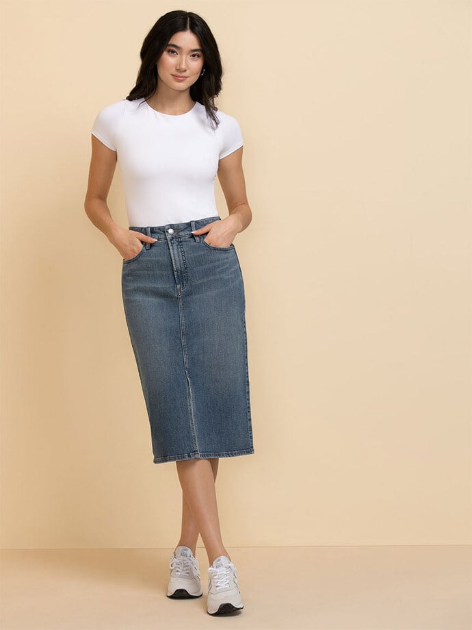 Denim Midi Jean Skirt Image 1