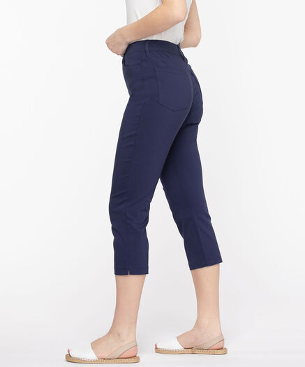 Microtwill Pull-On Crop Pant, Peacoat