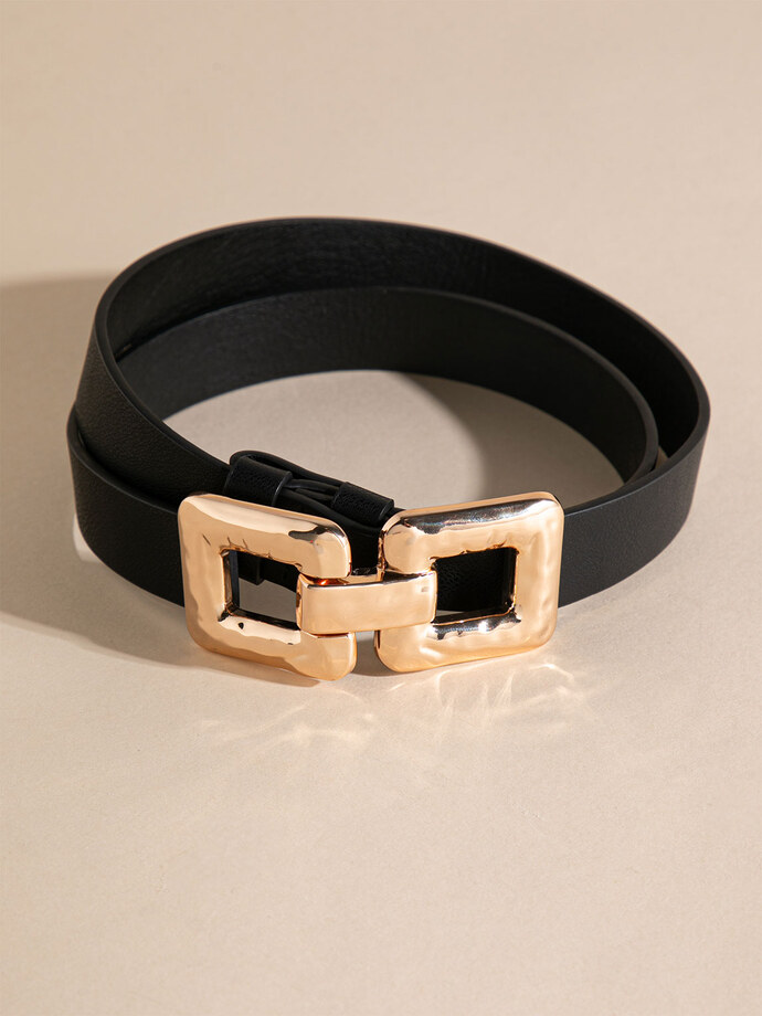 Black Waist Belt with Metal Closure Image 1