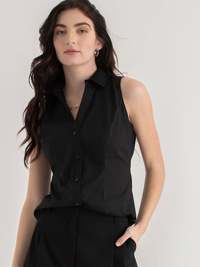 Talia Sleeveless Fitted Collar Shirt Image 2