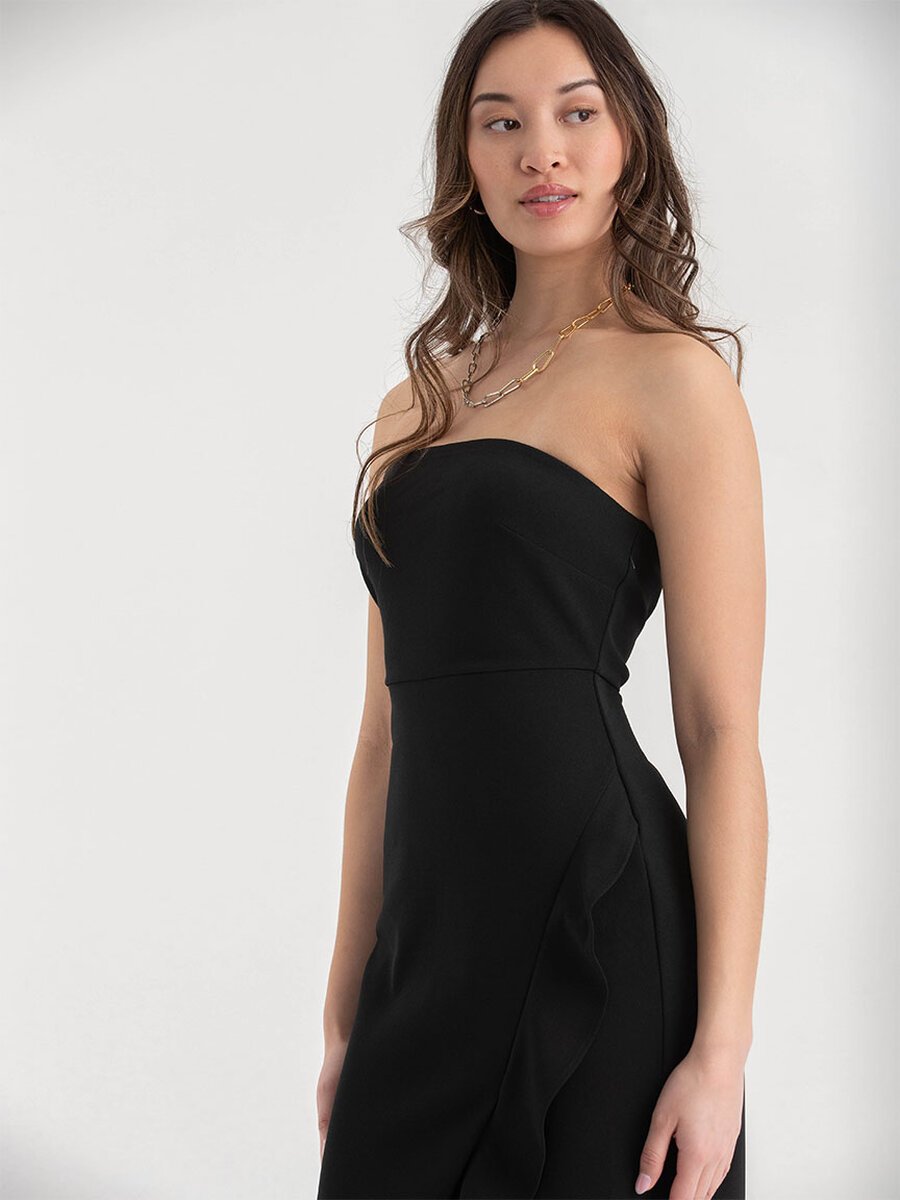 Iconic Strapless Ruffle Dress in Crepe