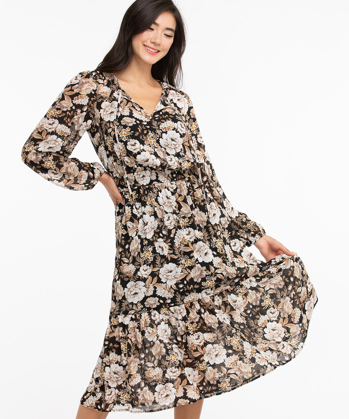 Smocked Tiered Midi Dress Image 3