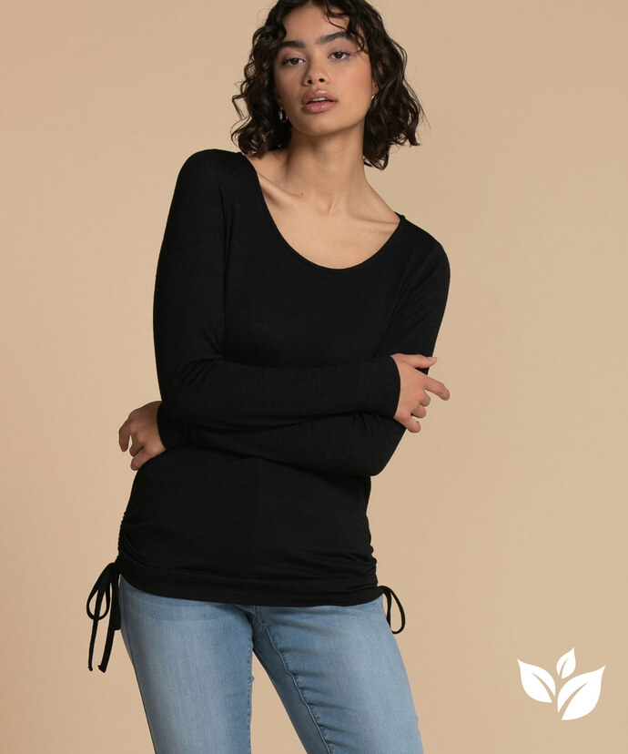 Eco Friendly Ruched Side Long Sleeve Tee Image 1