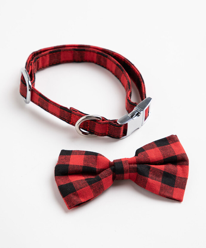 Buffalo Check Bow Tie Pet Collar Image 2