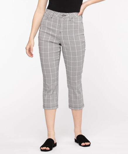 Microtwill Pull-On Crop Pant, Cool Neutral Plaid