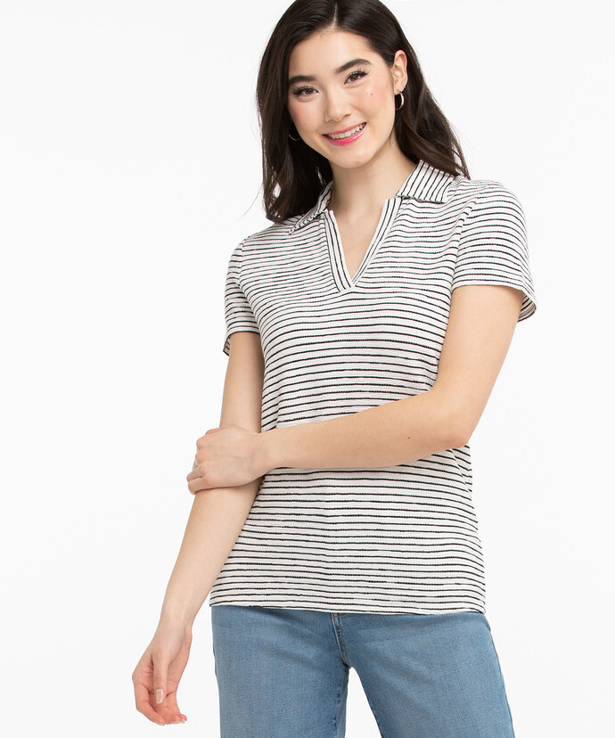Textured Short Sleeve Polo Top Image 2