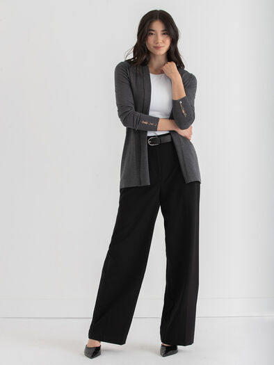 Side Tab Button Cardigan, Dark Charcoal Side Tab Button Cardigan, Dark Charcoal