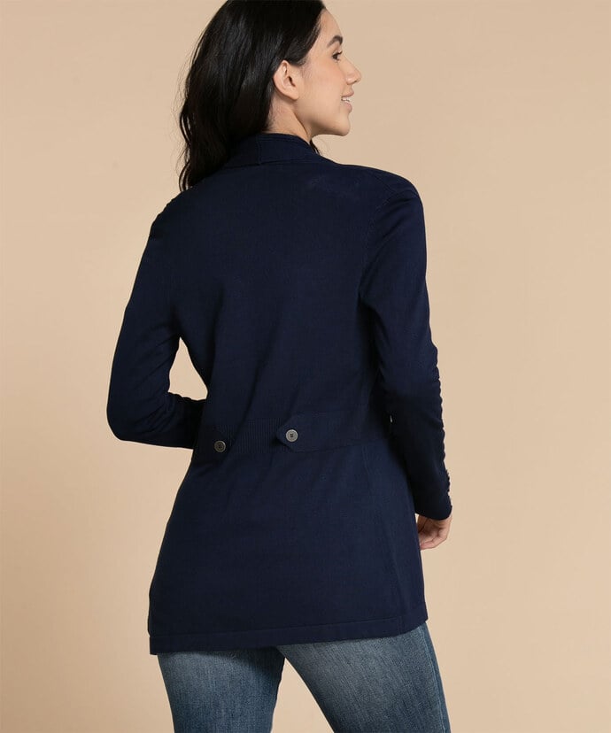Navy Cardigan with Button Cuff Detail Image 4