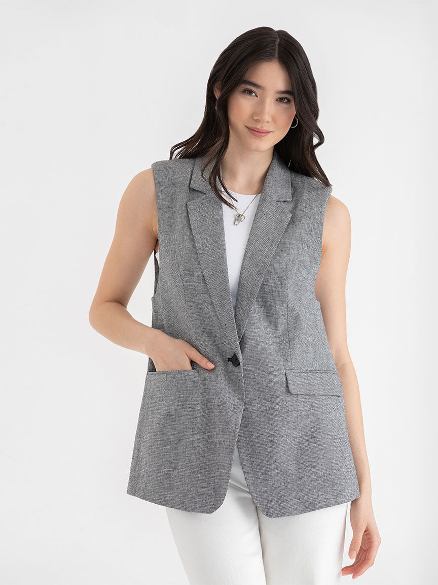 Classic Mid Length Linen Vest Rickis