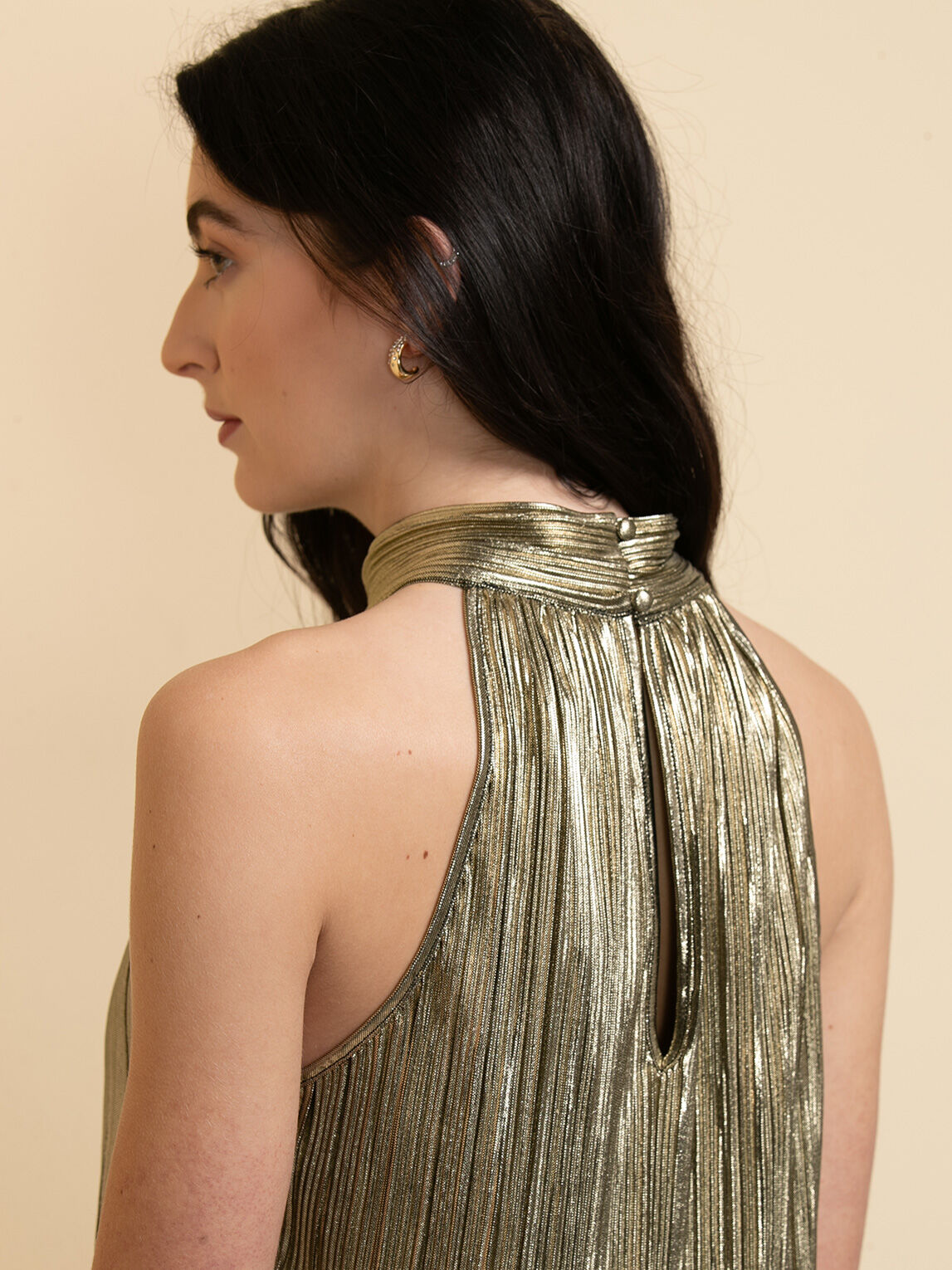Gold halter top dress store