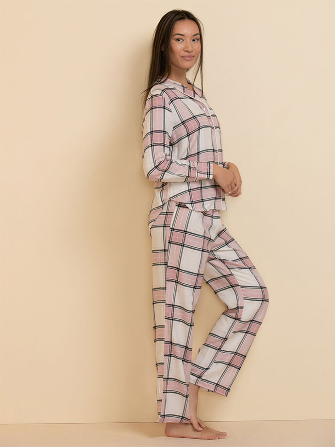 Flannel Pajama Top & Pant Set Image 4