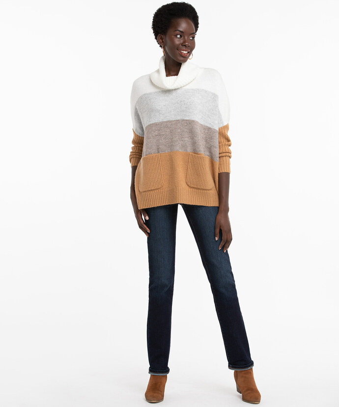 Colourblock Poncho Sweater Image 2