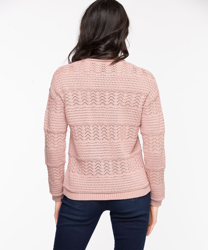 Cotton Pointelle Pullover Sweater Image 3