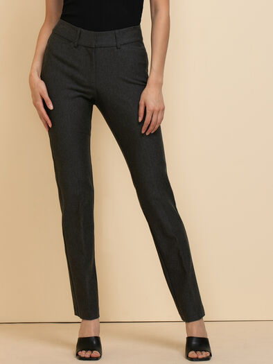 Spencer Straight Leg Pant in Luxe Ponte - Extra Long, Dark Charcoal