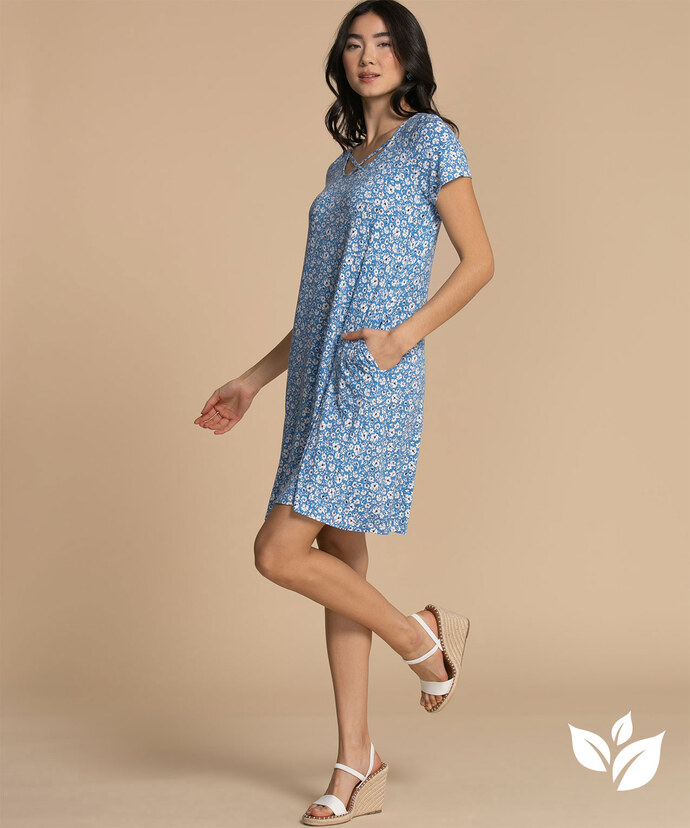 Short Sleeve Dress With Criss-Cross Neck Image 1