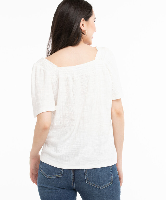 Eco-Friendly Smocked Square Neck Top Image 3