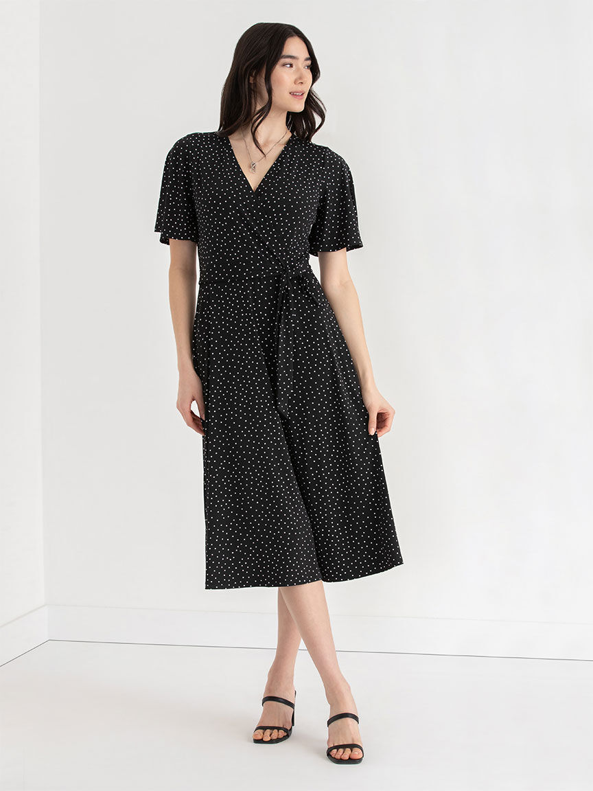 Short sleeve faux wrap dress best sale
