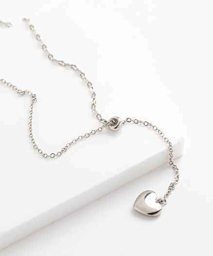 Silver Heart Chain Necklace, Silver