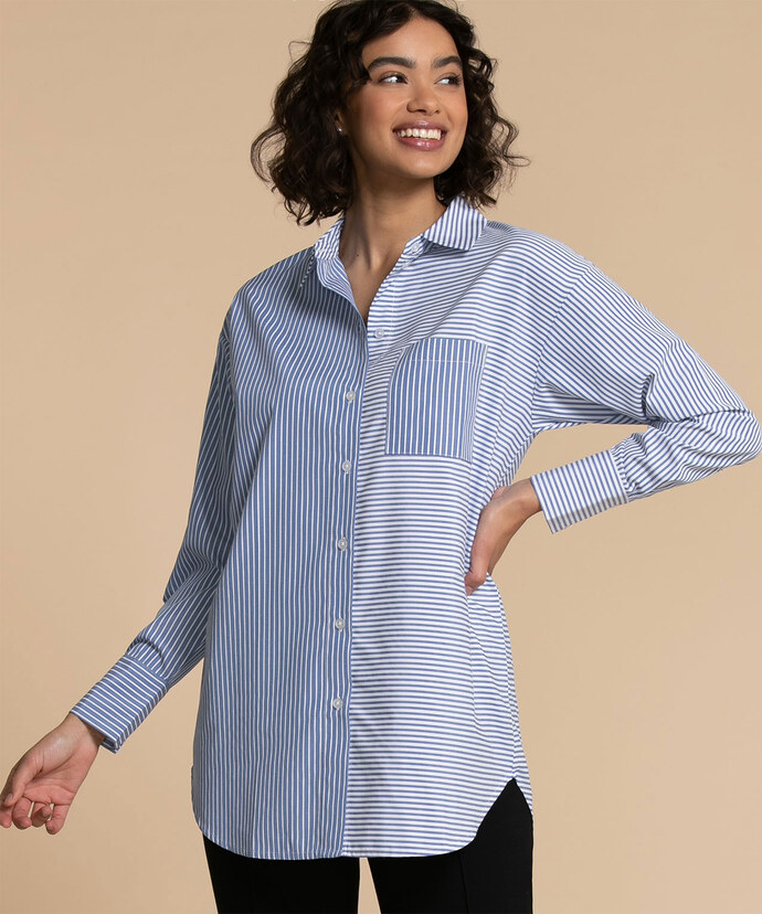 Striped Button Front Shirt Image 1