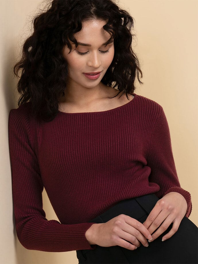 Ribbed Boat Neck Sweater Image 2