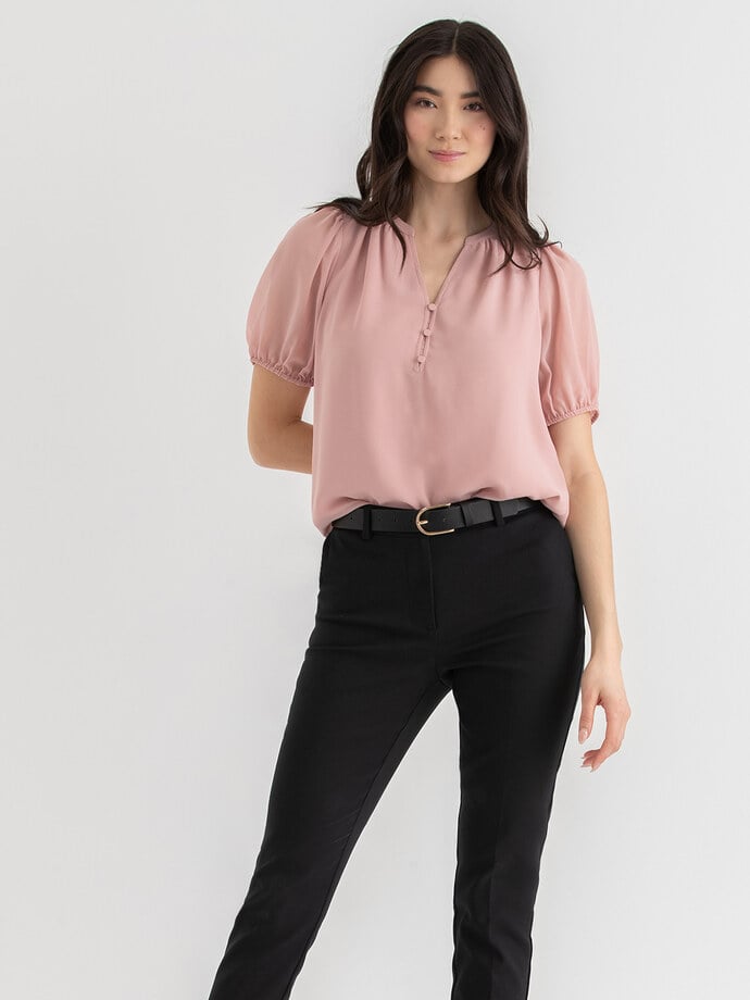 Short Sleeve Blouse with Buttons Image 2