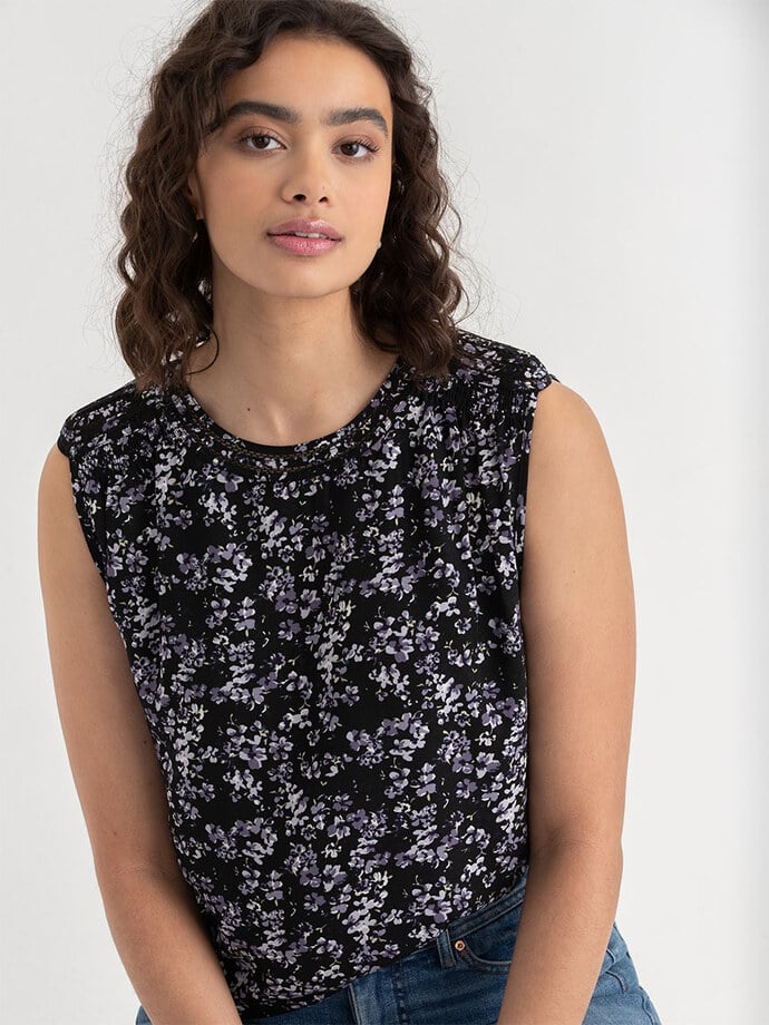 Sleeveless Blouse with Shoulder Trim Image 2