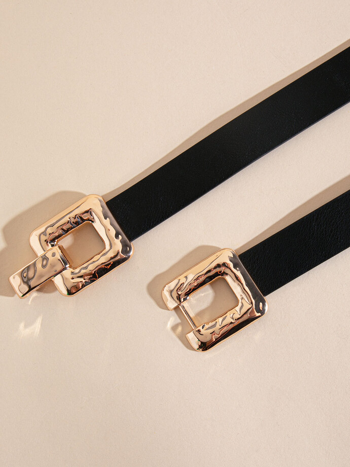 Black Waist Belt with Metal Closure Image 2