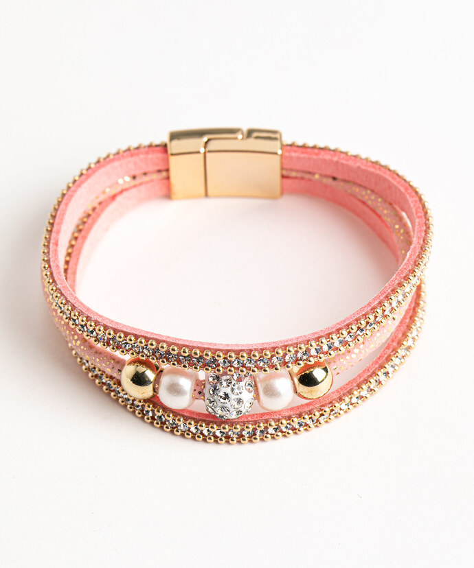 Pink Beaded Snap Bracelet Image 2
