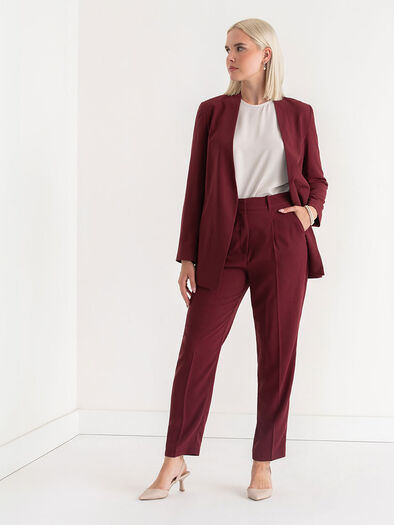 Slim Leg Crepe Pants, Zinfandel Slim Leg Crepe Pants, Zinfandel