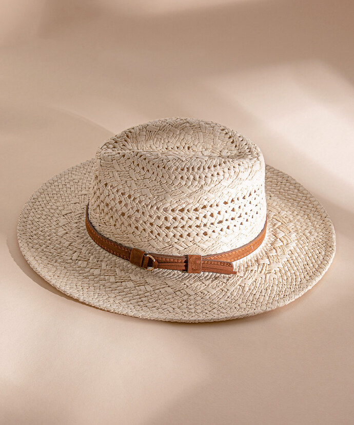 Straw Panama Hat with Leather Buckle Image 1