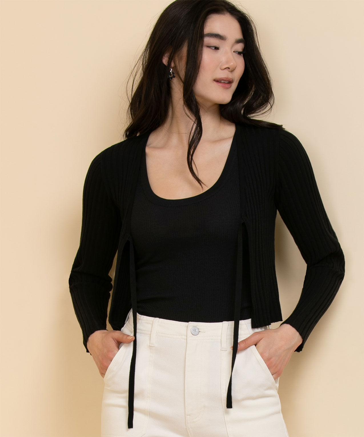 Black tie front cardigan online