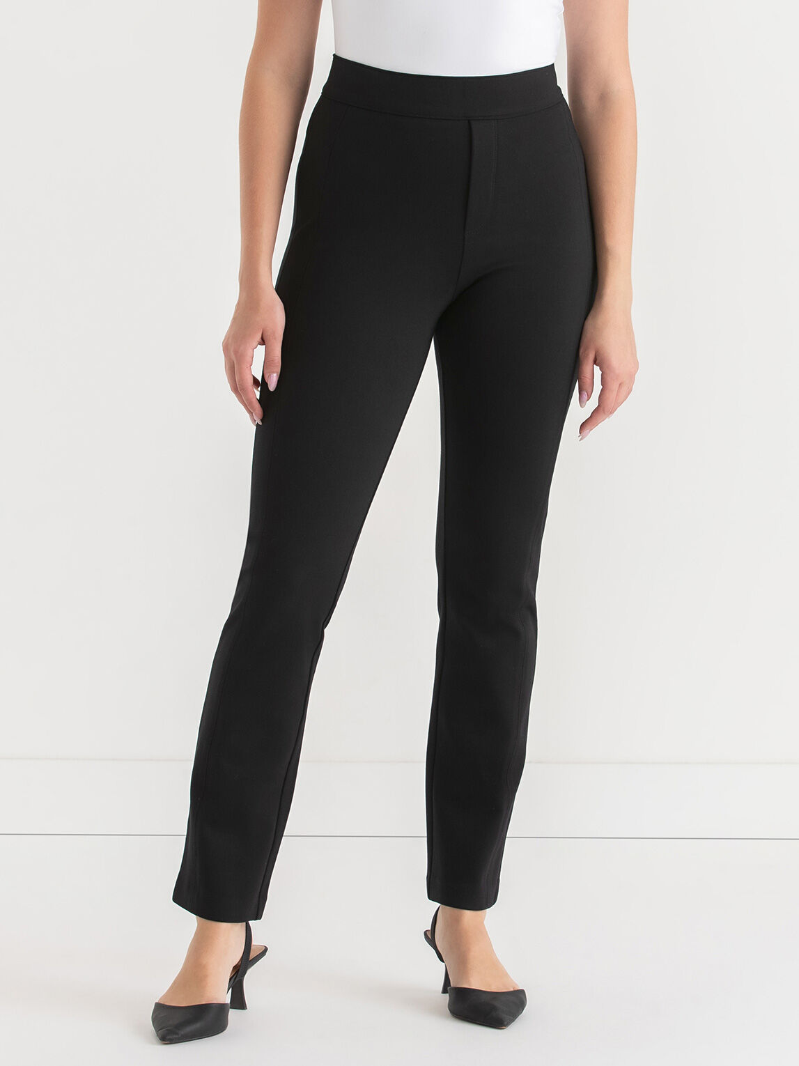 Long black shop slim leg trousers