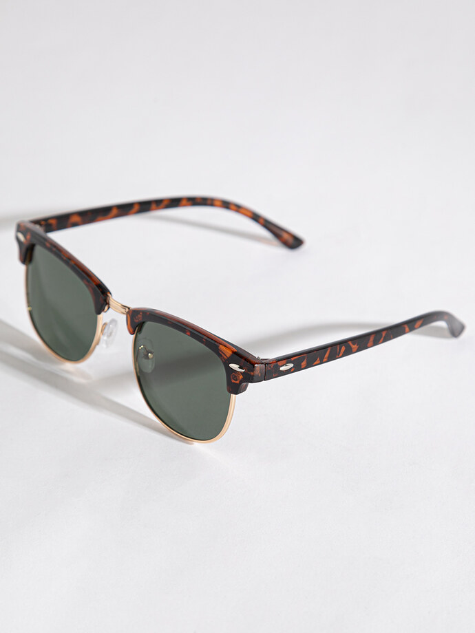 Clubmaster Frame Sunglasses with Case Image 2
