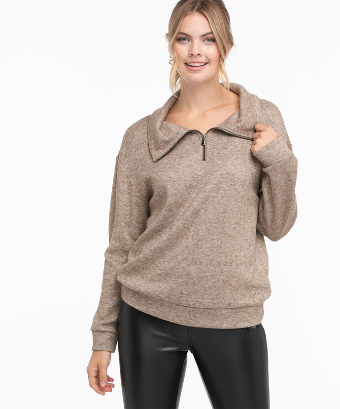 Quarter-Zip Knit Sweatshirt Image 2