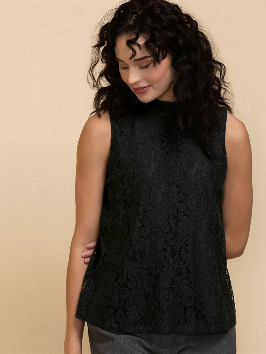Mock neck lace top store