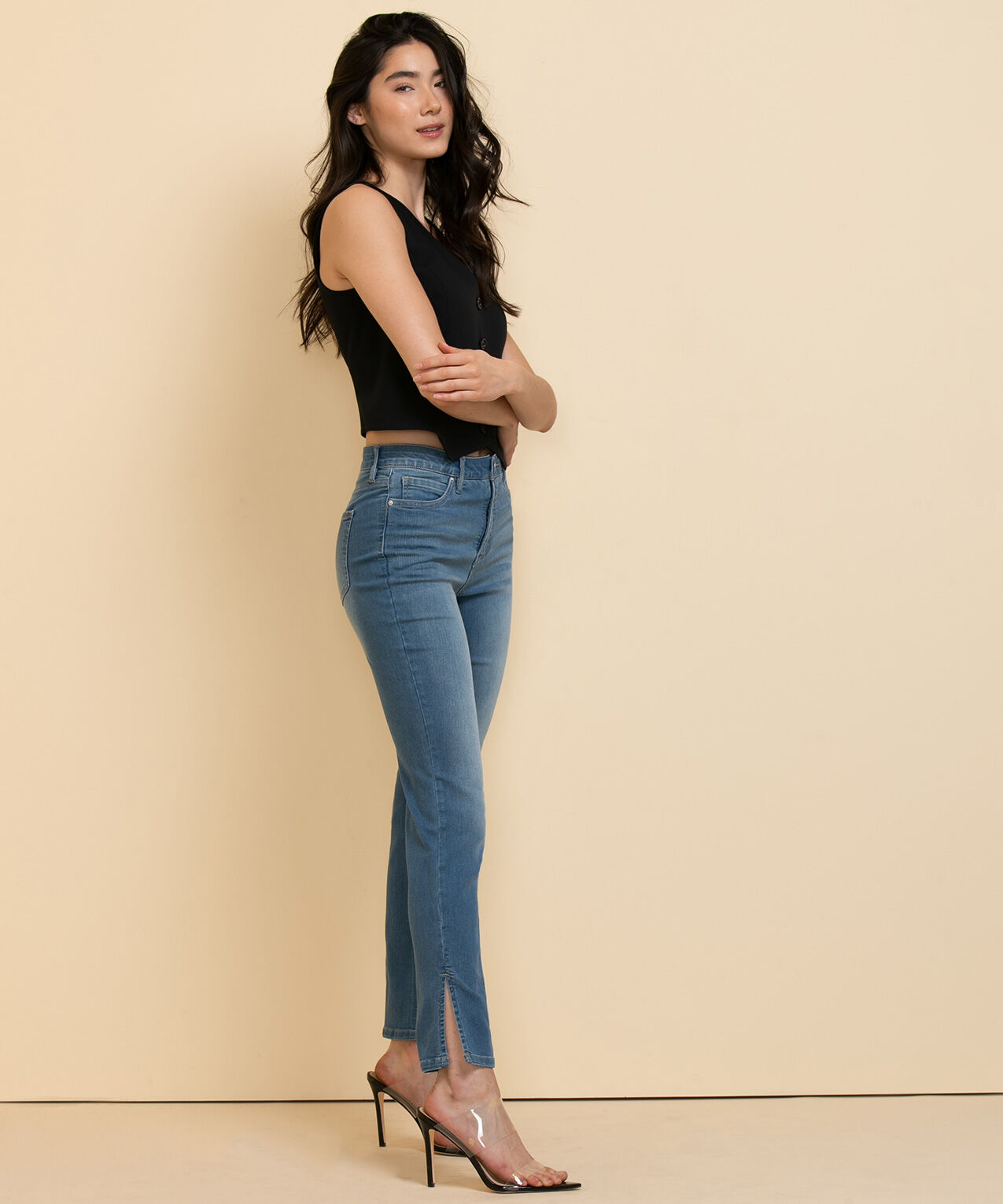 Split hem straight leg sales jeans