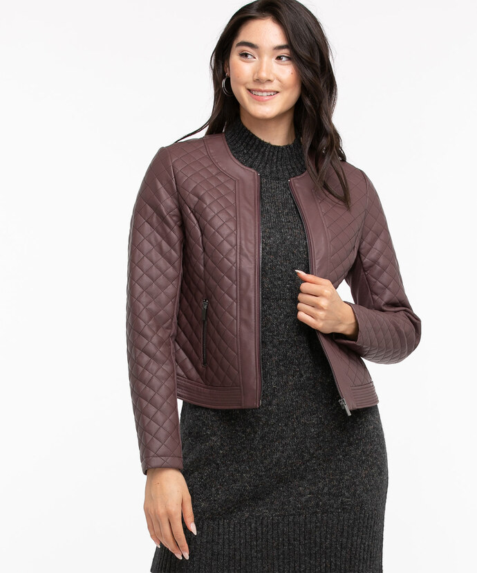 Quilted Vegan Leather Jacket Image 1