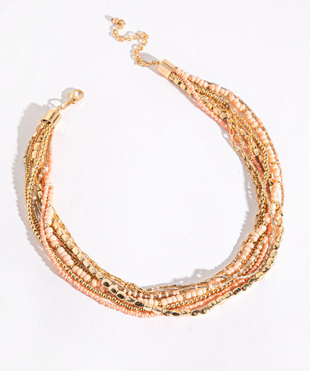 Beaded Layer Necklace, Pink