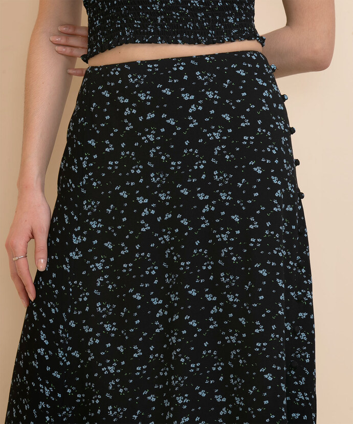 Thigh Slit Midi Skirt with Buttons Image 4