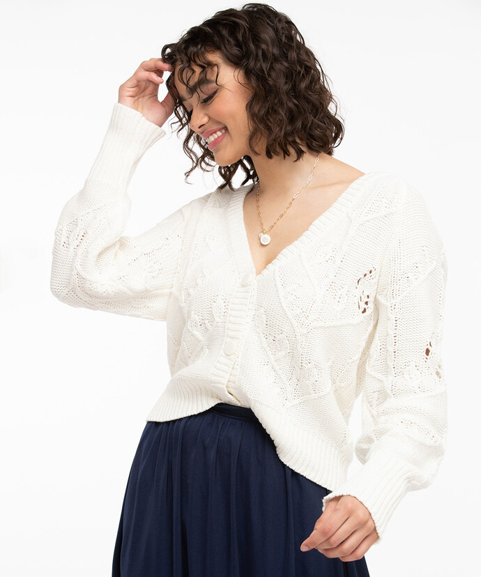 Button Up Cable Knit Cardigan Image 2