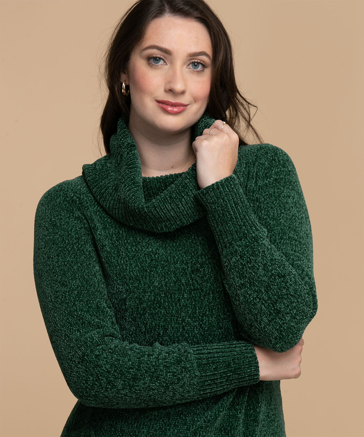 Chenille cowl shop neck sweater