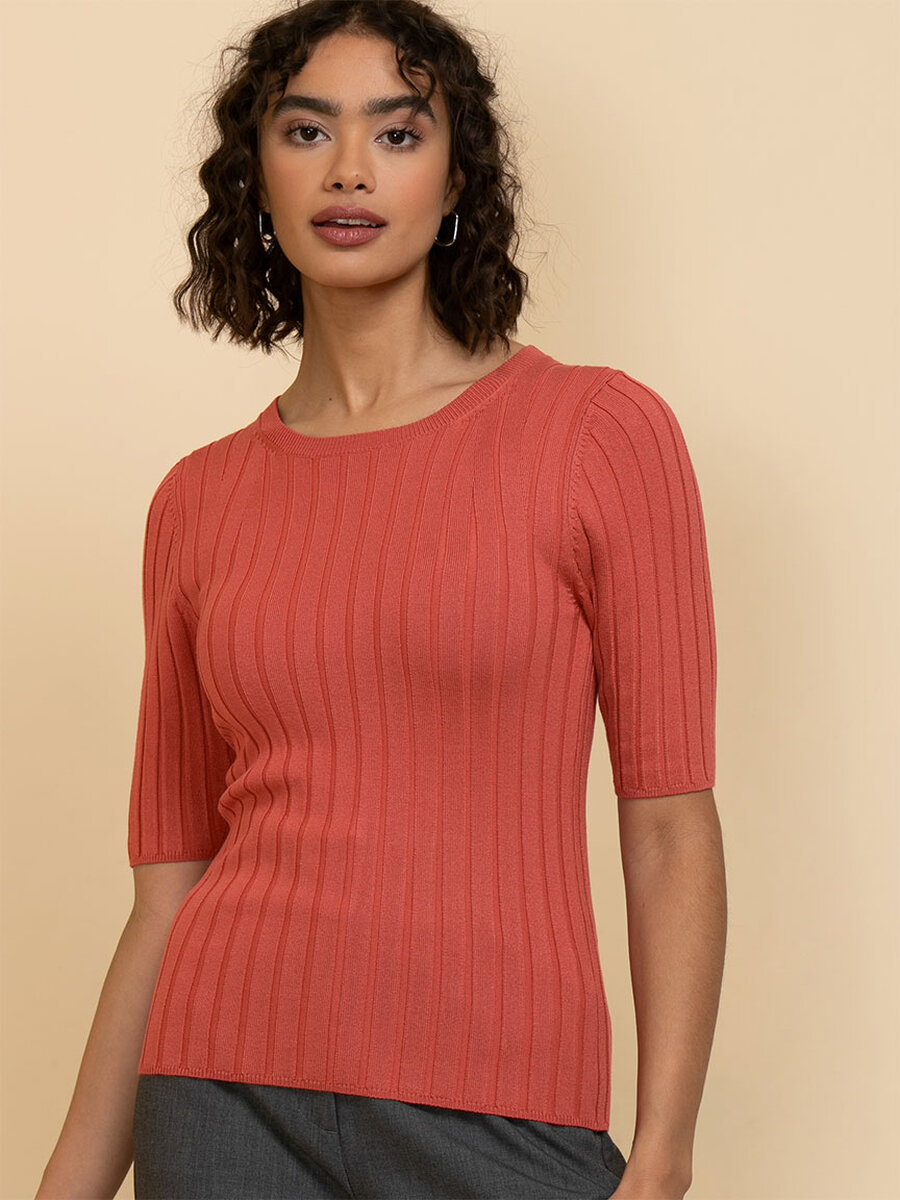 Elbow Sleeve Ribbed Sweater