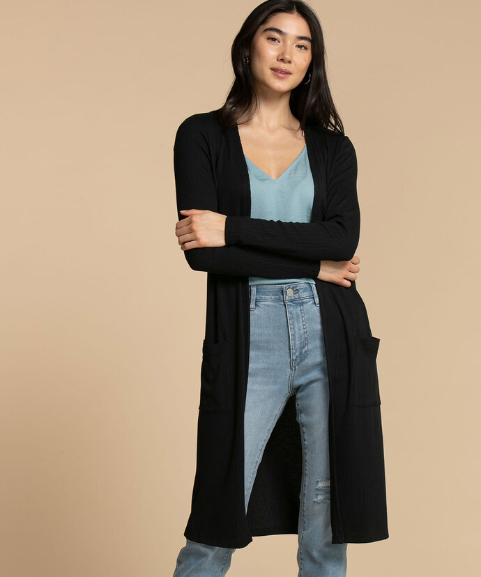 Open Ribbed Duster Cardigan Image 1