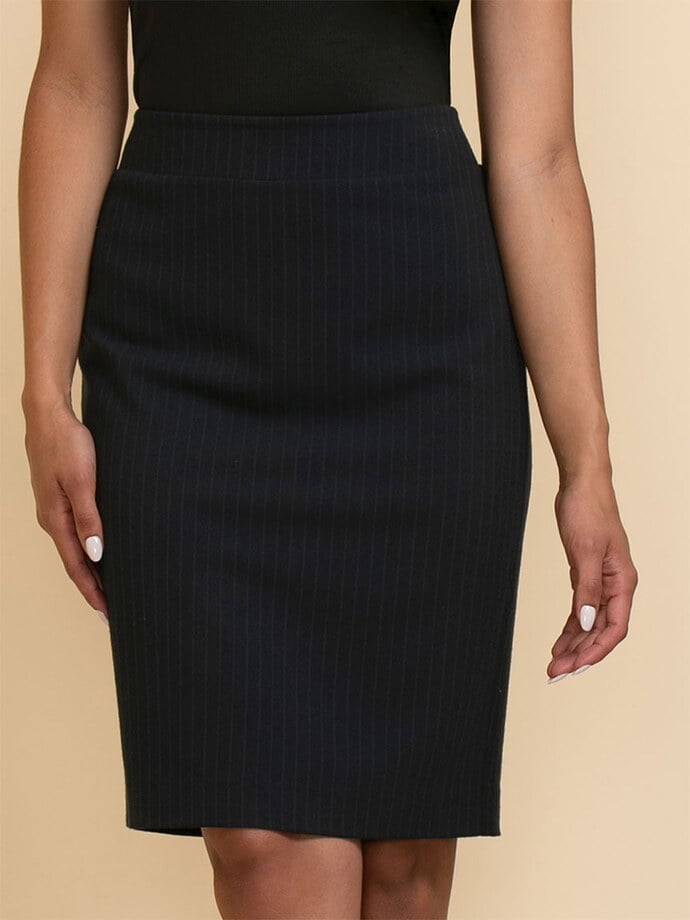 Basic Pencil Skirt in Pinstripe Luxe Tailored Image 1