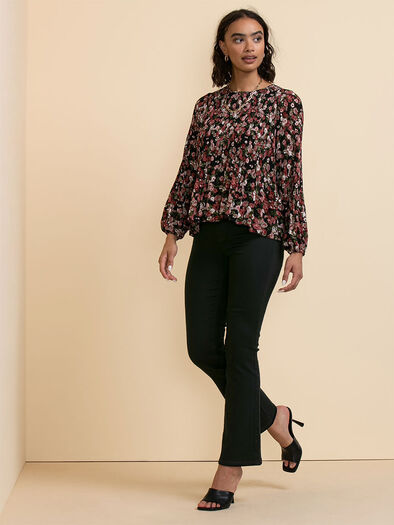 Long Sleeve Release Pleat Blouse, Floral