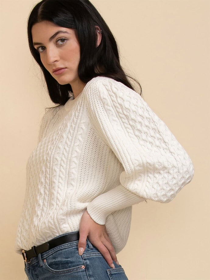 Balloon Sleeve Cable Sweater Image 1